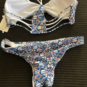 Swim - New Aztec like print bikini w strappy back straps Swim - New Aztec like print bikini w strappy back straps